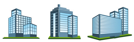 Set of skyscrapers in flat style. Building icon. Vector illustrationの写真素材