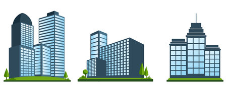Set of skyscrapers on a white background. Vector illustration.の写真素材
