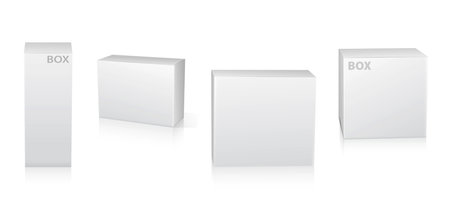 Set of white boxes. Vector illustration isolated on a white background.の写真素材