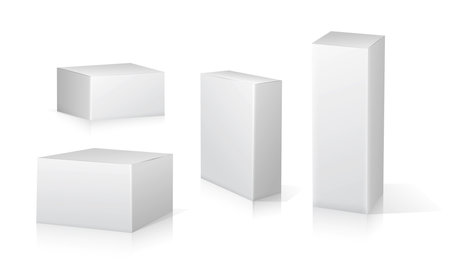 Set of white boxes isolated on a white background. Vector illustration.の写真素材