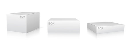 Set of white cardboard boxes on a white background. Vector illustration.の写真素材