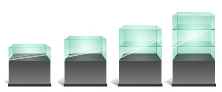 Glass showcase for exhibit on a white background. Vector illustration. Eps 10.の写真素材