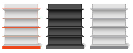 Empty black and white shelves. Vector illustration isolated on white background.の写真素材