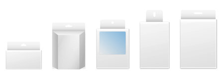Set of Super Realistic White Box Mockup illustration Design isolatedの写真素材