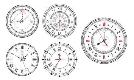 Set of Vintage Clock or Ornate Clock Hands Collection isolated.の写真素材