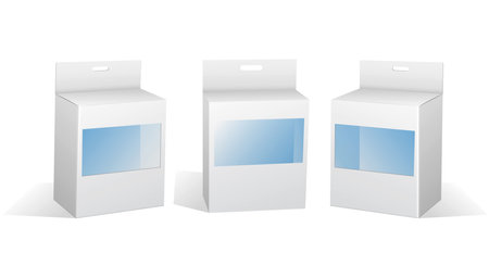 Set of white paper packaging for juice, coffee, milk and other products.の写真素材