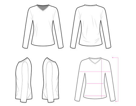 Turtleneck sweater technical fashion illustration with long sleeves, oversized body,のイラスト素材