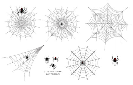 Spider Web Vector Illustration for Halloween Decoration and Promotionsのイラスト素材
