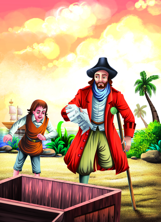 Treasure Island/It is an adventurous story about jim who goes to explore the treasure by ship.の写真素材