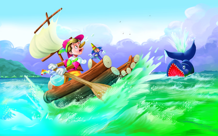 Whale Engulfing Pinocchioの写真素材
