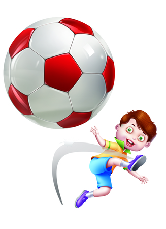 A Boy Kicking a Footballの写真素材