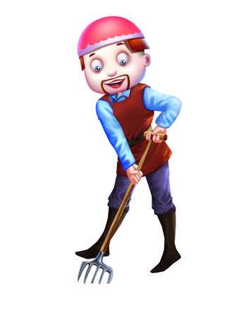 Man at work with pitchforkの写真素材