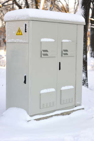 Power generator. Outdoor power generator device in winter season.の写真素材