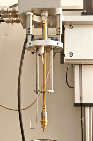 Industrial probe for analyse semiconductors. Testing device tool inside research physics laboratory.