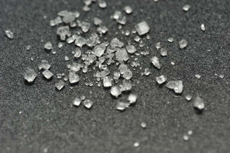 Macro sugar cubes. Detailed sugar cubes isolated on the grey background.の写真素材