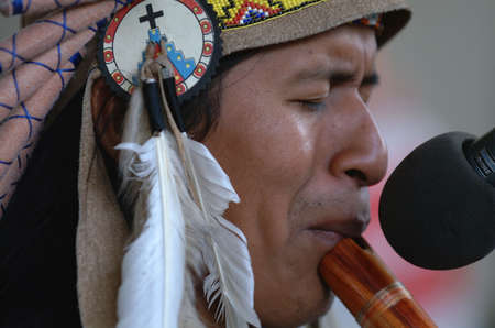South American Indian Musicianの写真素材