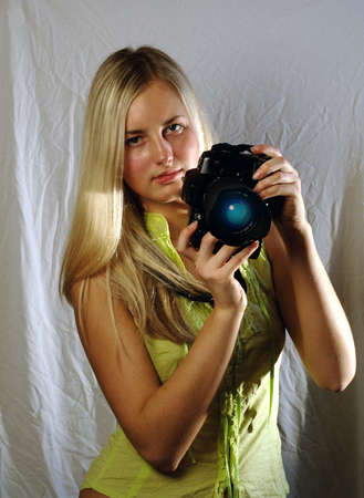 Model with Cameraの写真素材