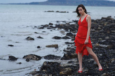 Fashion model on blackの写真素材