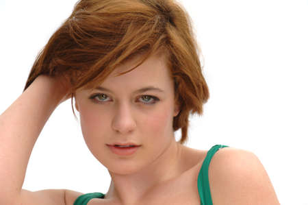 Redhead Fashion Model on whiteの写真素材