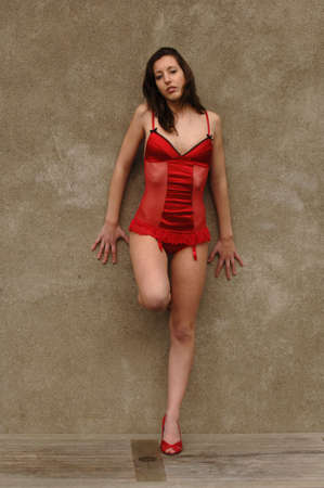 Stunning fashion model on white studio backgroundの写真素材