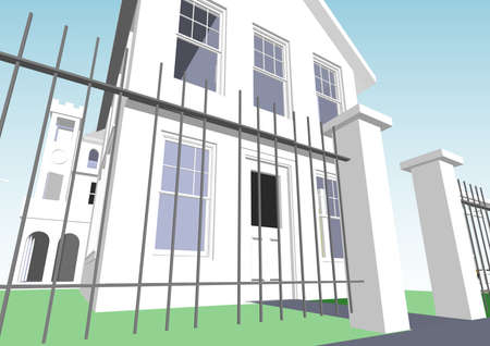 Architect's Community featuring various dwellings and offices in vector format. Every feature of each building including doors and windows can be edited or colored to suit.のイラスト素材