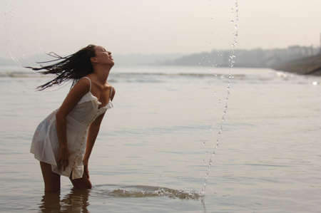 Portrait of a beautiful young fashion modelの写真素材