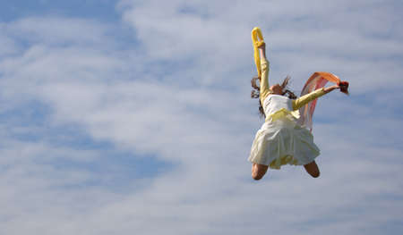 Very Attractive Teenager Jumping for Joyの写真素材