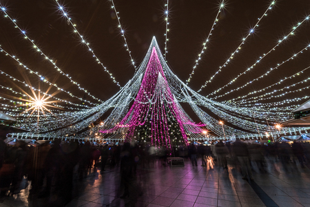 VILNIUS, LITHUANIA - DECEMBER 31 2017: Decorated Christmas tree in Vilniusのeditorial素材