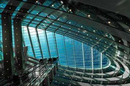 Abstract ceiling of modern architecture. Upward view from office building K29, Vilnius, Lithuaniaの写真素材