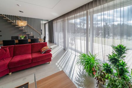 Dining area and living roomの写真素材