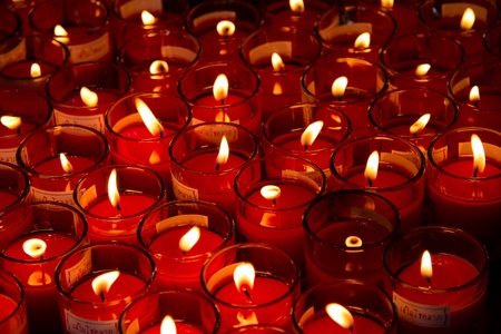 Red candle in glass の写真素材