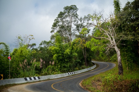 Curve road on mountainの写真素材