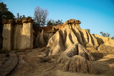Phae Muang Phee Canyon, Phrae, Thailandの写真素材