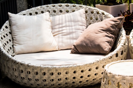 Round modern furniture wicker chairの写真素材