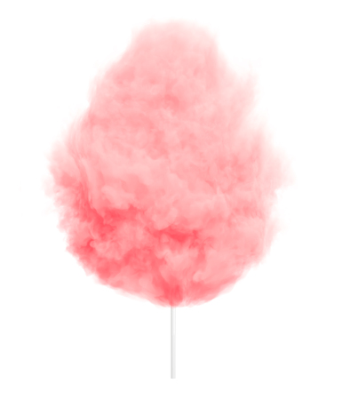 Pink cotton candy on a stick isolated on white background.