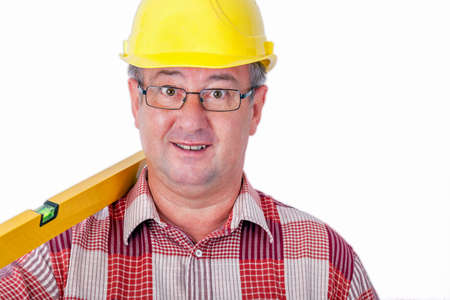 Construction worker with level