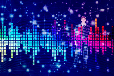 Abstract background with man, 3d-illustrationの写真素材