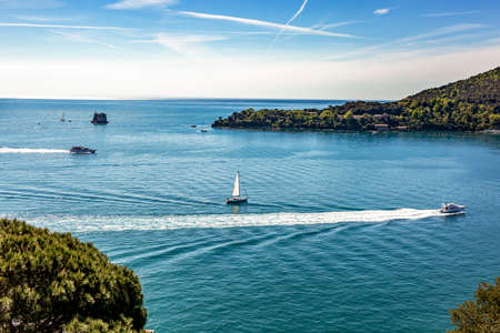 Portovenere on the Mediterranean Sea in Italyの写真素材