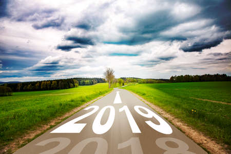 Road with 2018 and 2019の写真素材