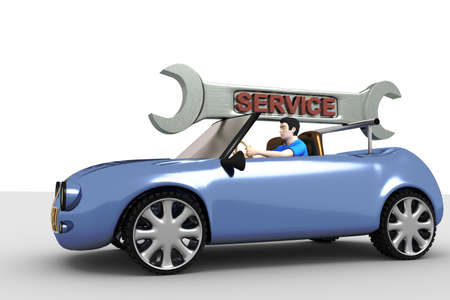 Car with wrench field serviceの写真素材