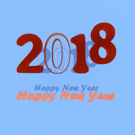 Year 2018 for the year change, 3D illustration