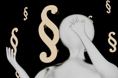 Figure with paragraph symbol, 3d illustration