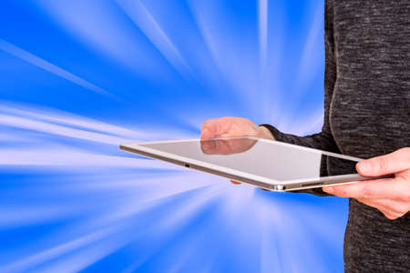 Woman with tablet pcの写真素材