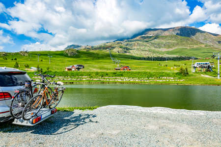 Alp d Huez Place in the French Alpsの写真素材