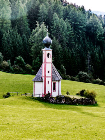 The church St. Johann in Ranui in the Villnoessの写真素材