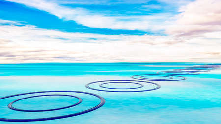 Rings in the water, 3D illustrationの写真素材