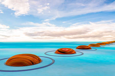 Stones in the water, 3D illustrationの写真素材