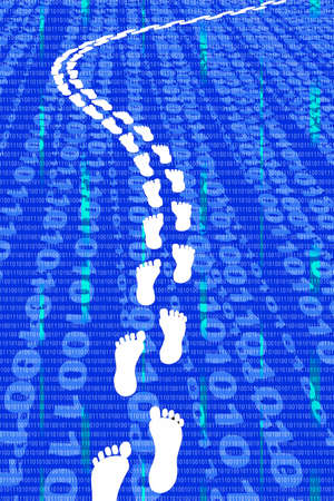 Footprints with numbers, 3d illustrationの写真素材