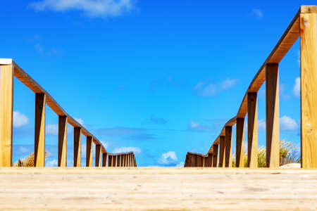Wooden pier to the seaの写真素材
