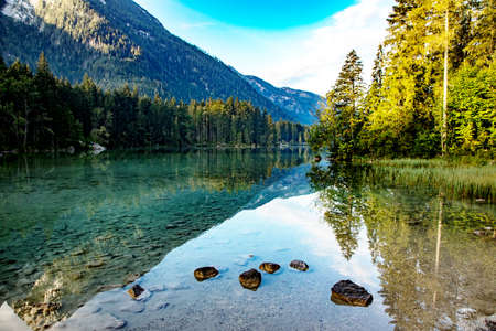 Lake Hintersee in the Bavarian Alps near Berchtesgaden